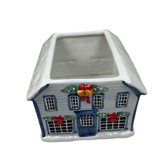 Holiday Cookie Jar David Carter Brown Sakura Blue Christmas Valley Inn Ceramic - Picture 8 of 14